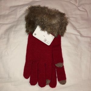 Red Knit Gloves
